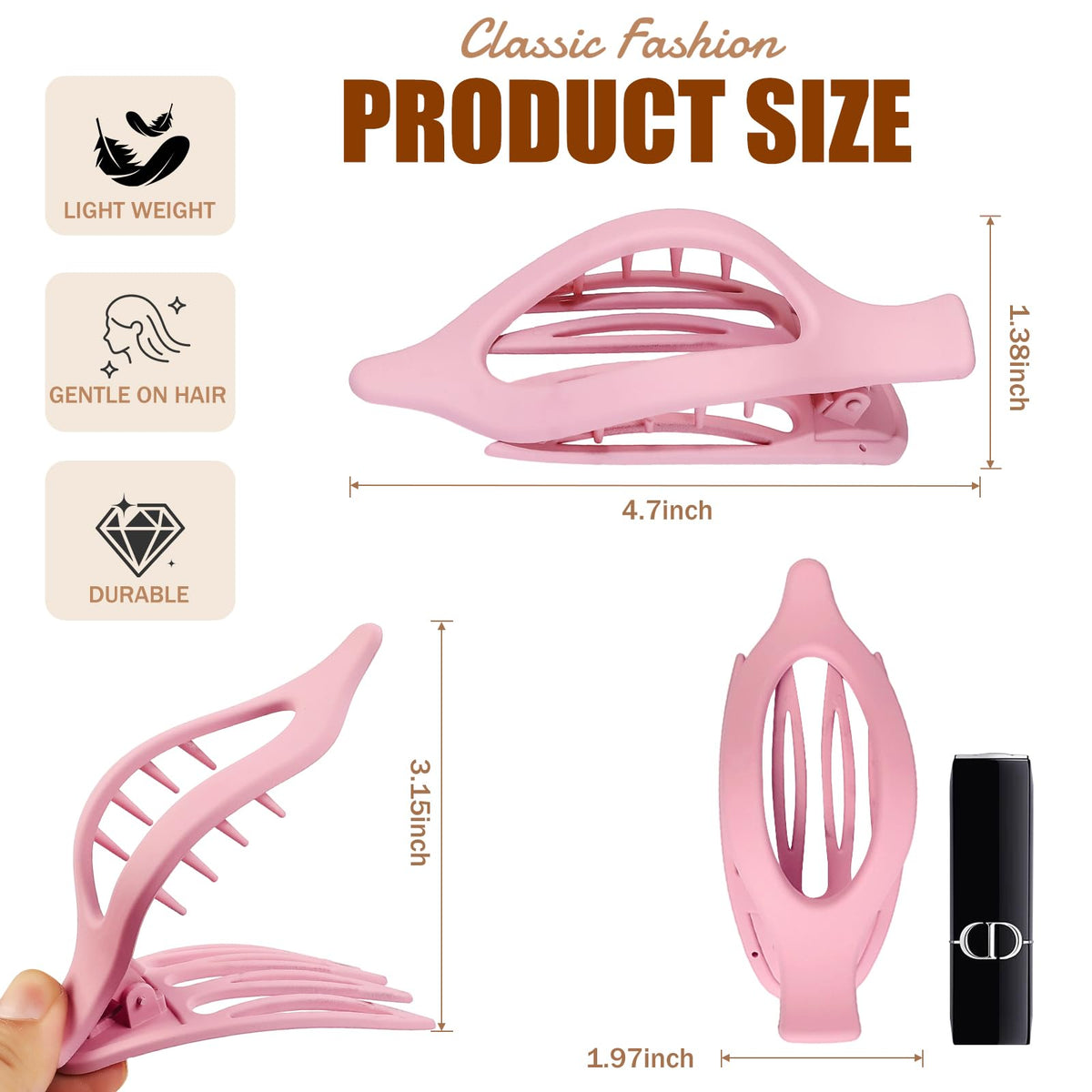 USDNICE clip securing a low bun on a woman demonstrating strong hold and comfortable fit