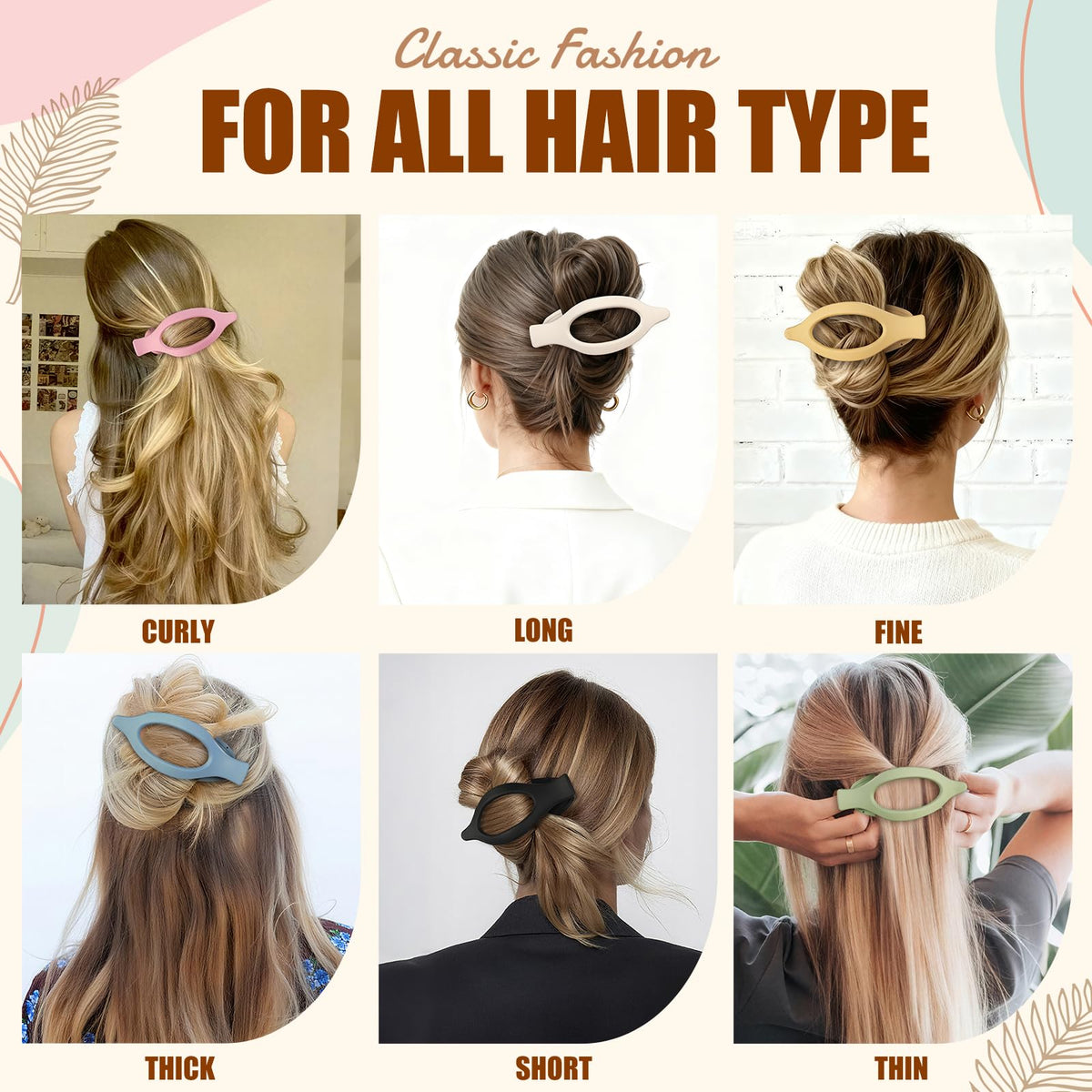 USDNICE clips holding thick and fine hair examples to show versatile secure styling