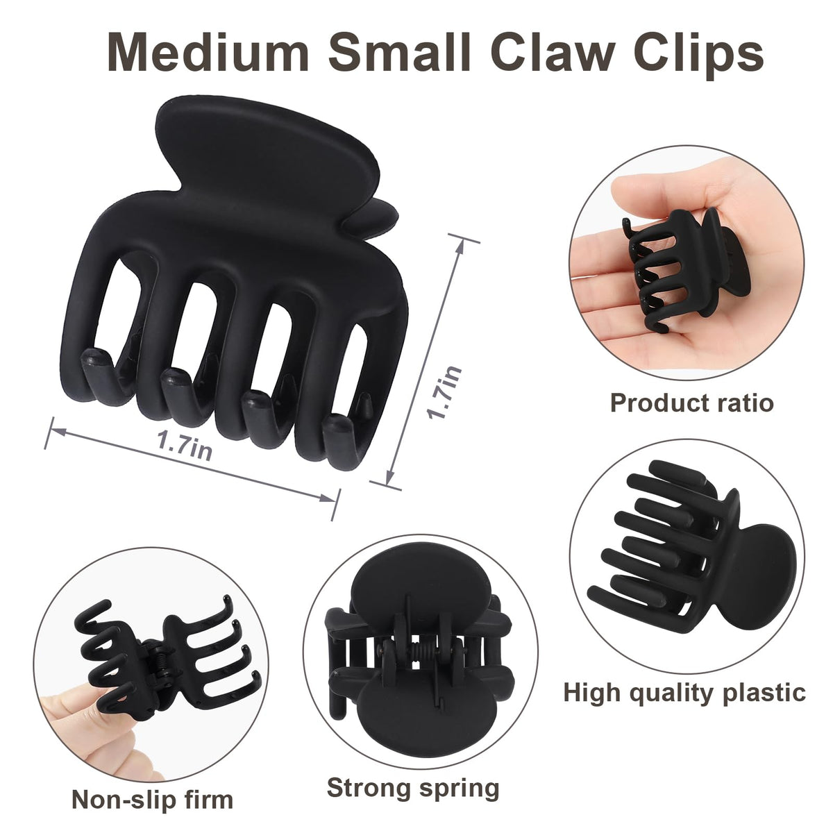 USDNICE detail of metal spring and smooth teeth offering secure, gentle grip