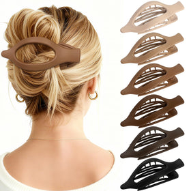 USDNICE front view of six brown flat clips showing neat matte finish and hold