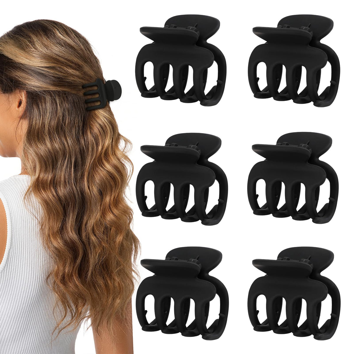USDNICE front view of six matte black clips showing compact pack and neat finish
