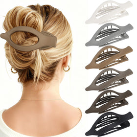 USDNICE front view of six matte oval clips showing color mix and compact design for easy styling