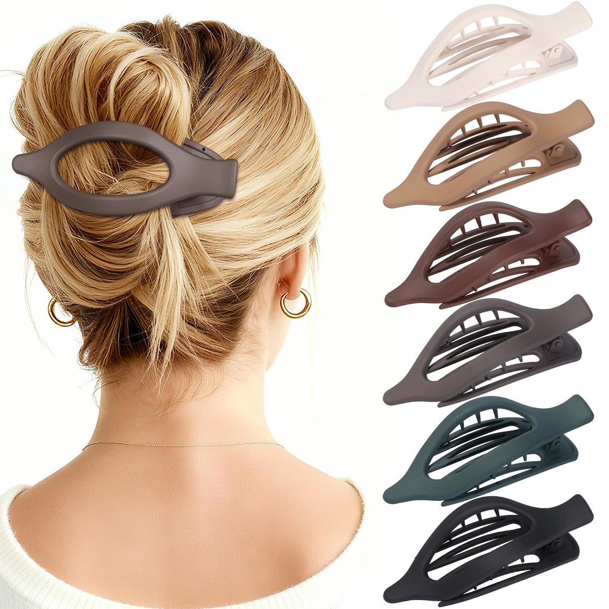 USDNICE front packaging showing six matte oval hair clips for easy selection