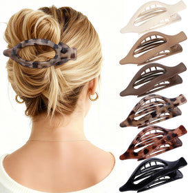 USDNICE front view of six flat oval clips showing colors and sleek profile for everyday wear