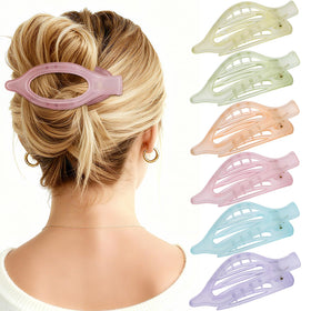 USDNICE front view of six ice cream colored clips showing compact set and convenience