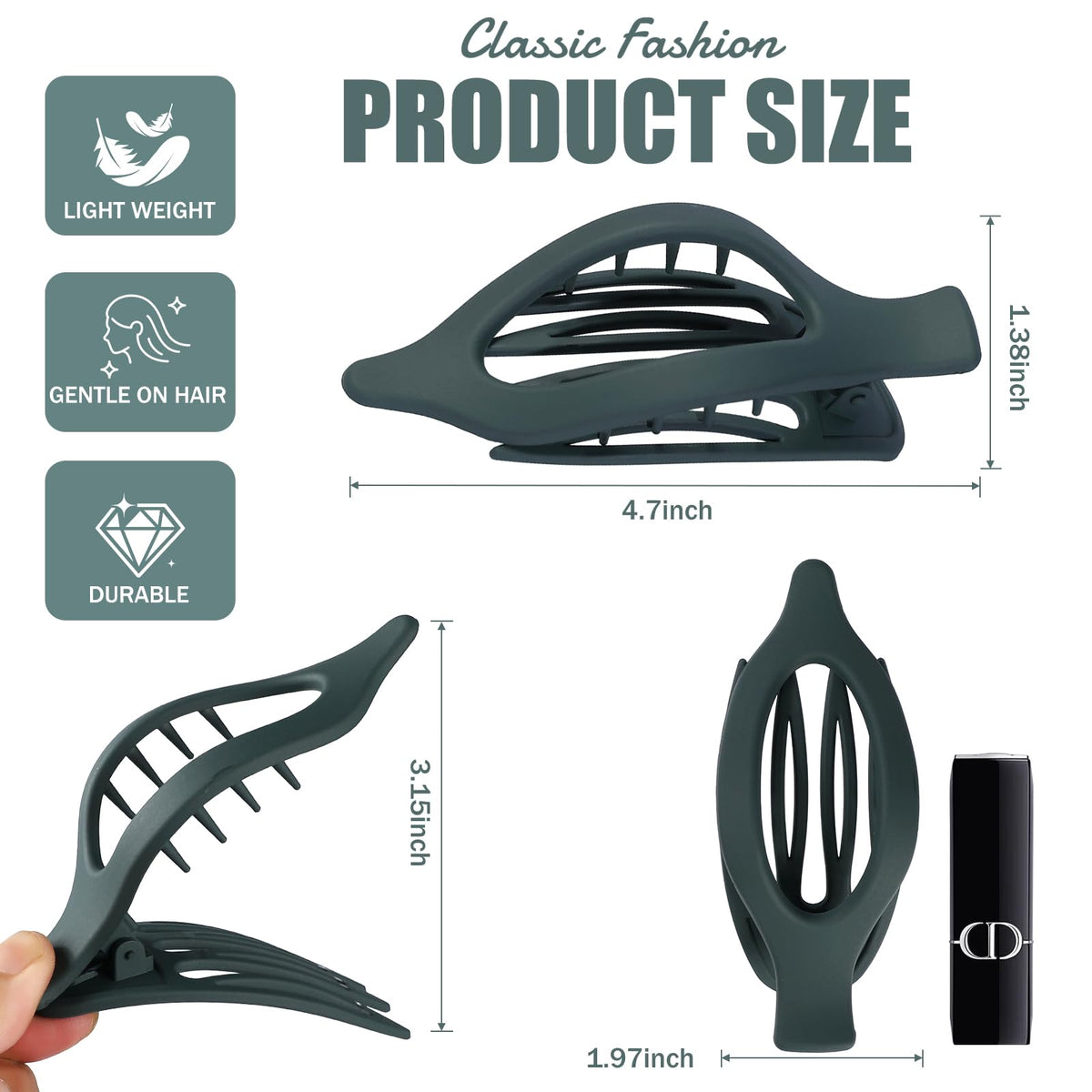 USDNICE side profile with clip open showing durable hinge and grip strength