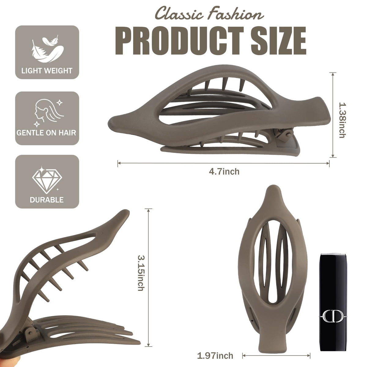 USDNICE macro of matte texture highlighting smooth edges that prevent hair snagging