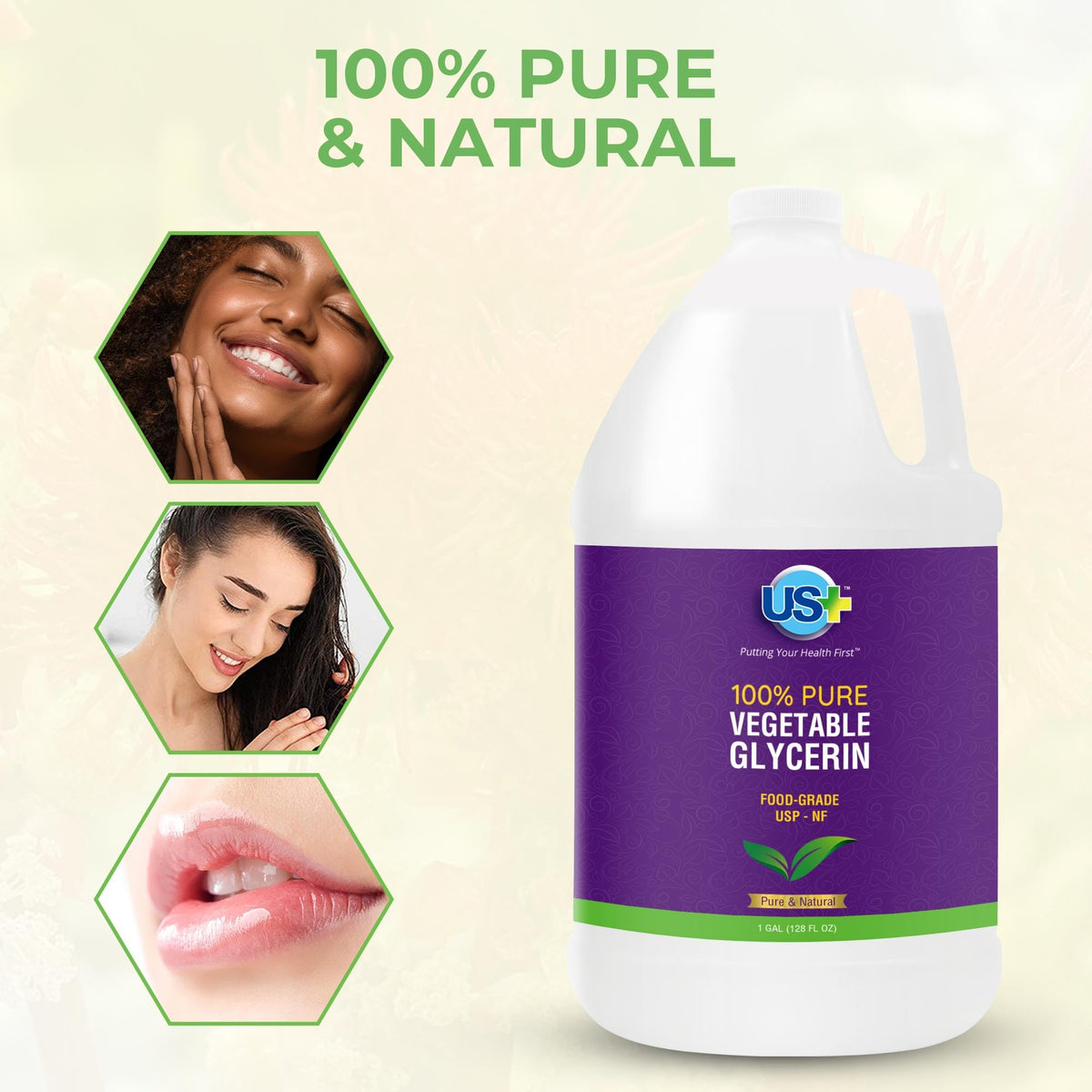 US+ close-up of glycerin texture highlighting smooth viscosity for better blending