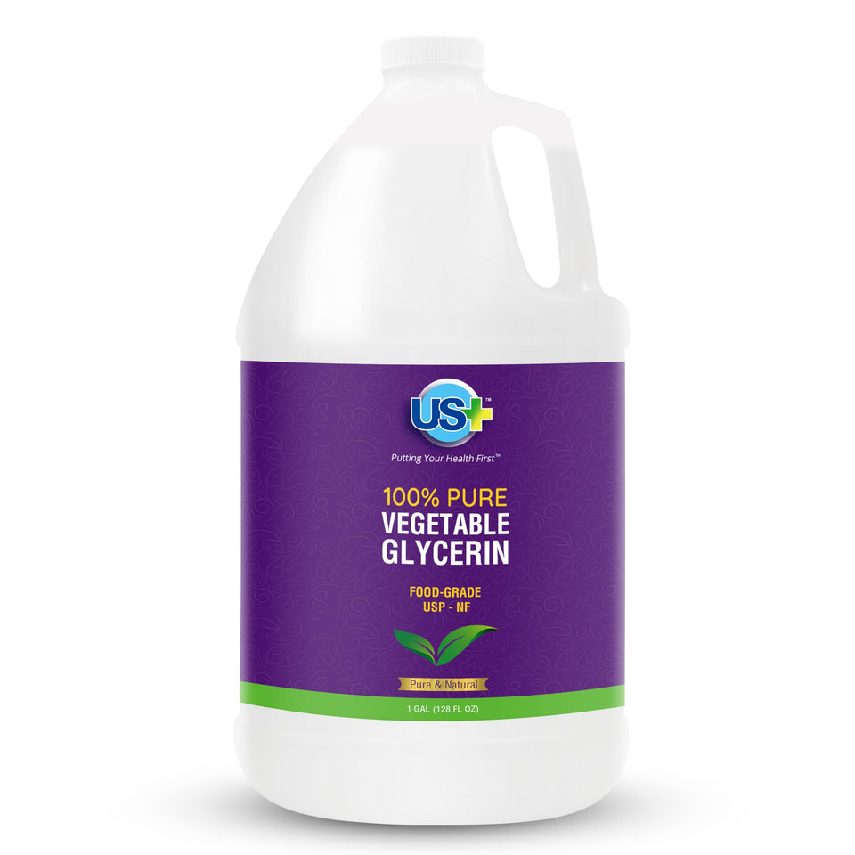 US+ one-gallon container front label showing product identity and purity benefits