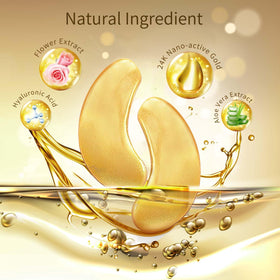 USTELIR 24K gold patch texture close-up showing smooth gel and brightening benefit