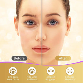 USTELIR rose eye patch being applied under eye delivering soothing, calming benefit
