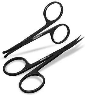 Utopia Care front view of black scissors set showing professional grooming kit benefit