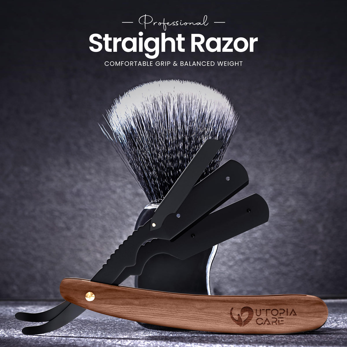 Utopia Care razor trimming a neckline demonstrating clean edging benefit