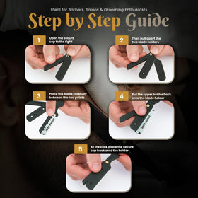 Utopia Care open razor with blade installed demonstrating easy secure setup benefit