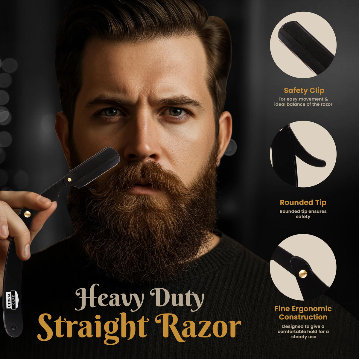 Utopia Care razor next to ruler showing size and portability benefit