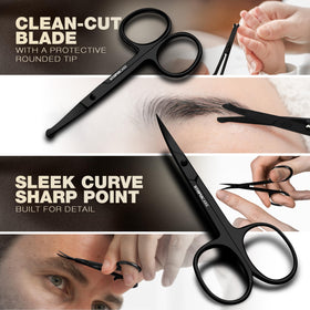 Utopia Care rounded-tip scissor detail for safe trimming near eyes and nose benefit