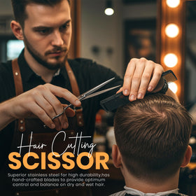 Utopia Care scissors held in hand showing 6.5-inch size and scale