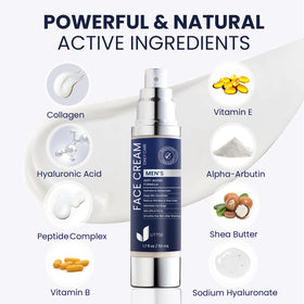 Uttse key ingredients laid out showcasing peptides and hyaluronic acid