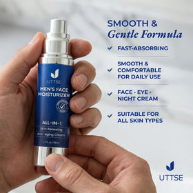 Uttse ingredient flatlay listing hyaluronic and alpha-arbutin benefits