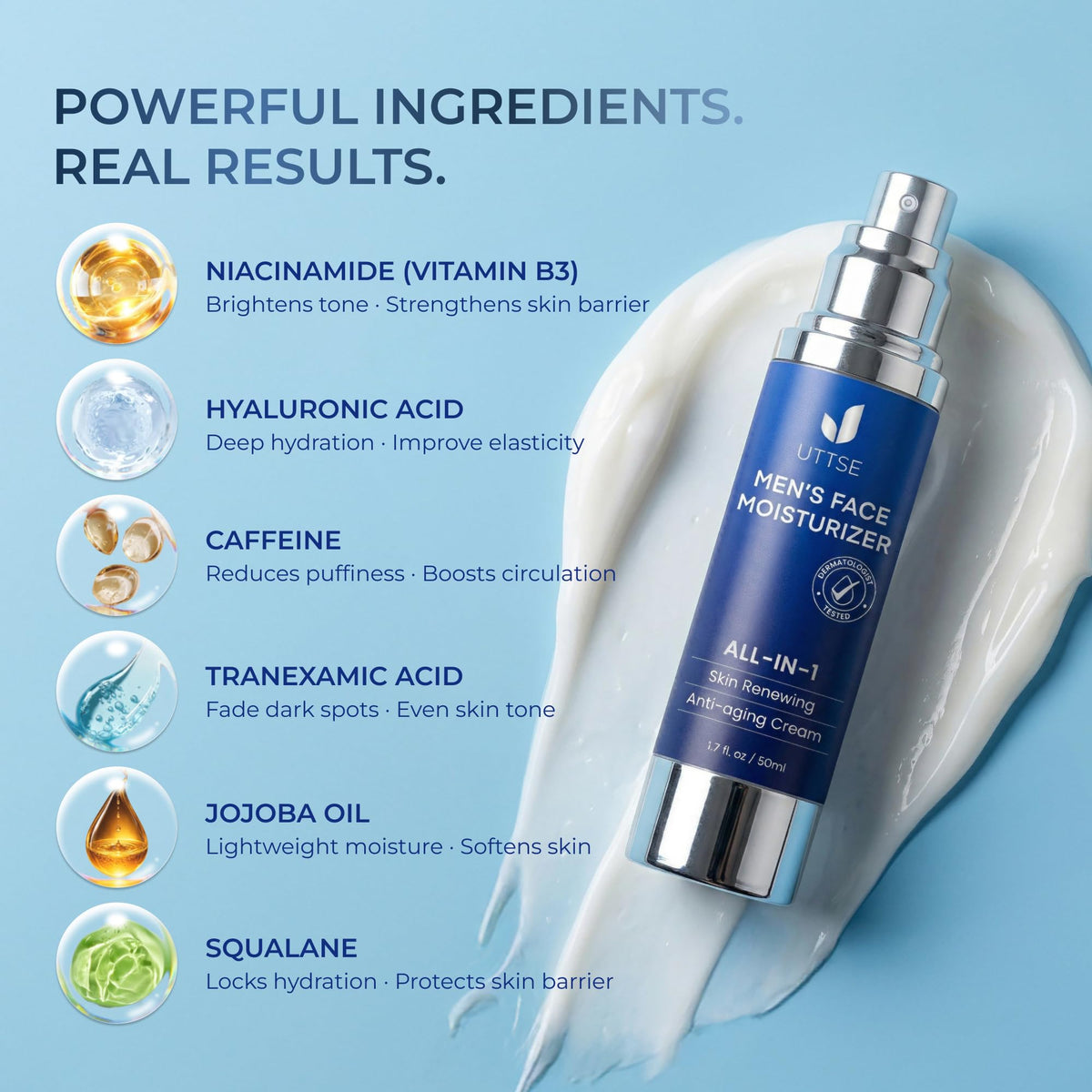Uttse jar open showing label and peptide-collagen benefit