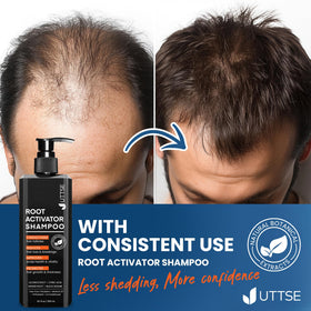 Uttse bottle on bathroom shelf lifestyle shot suggesting daily routine
