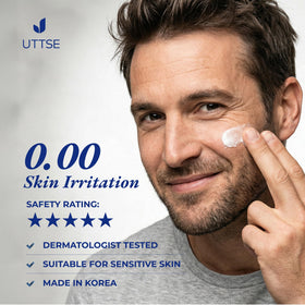Uttse in bathroom lifestyle scene implying easy everyday grooming benefit