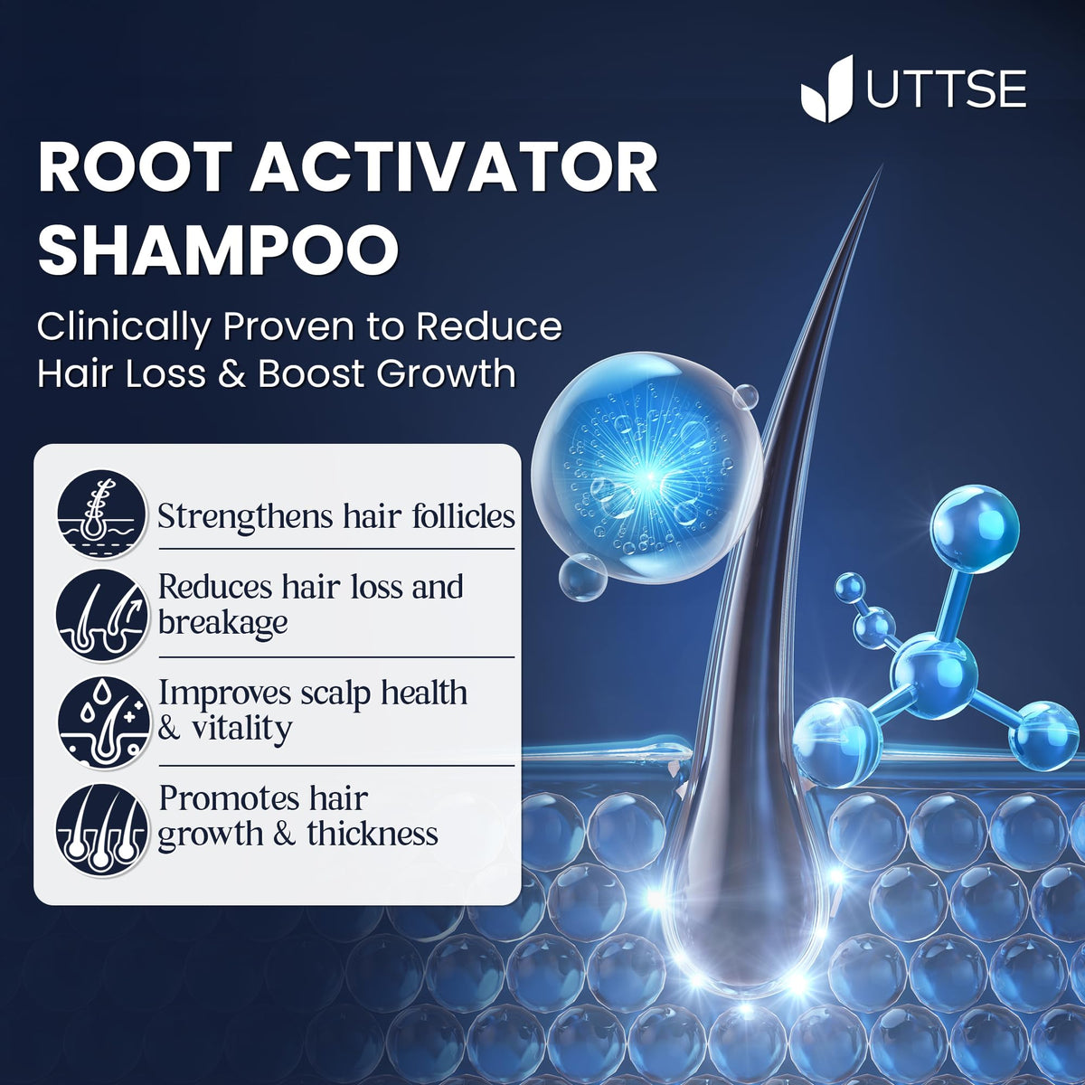 Uttse 300 mL bottle beside razor for scale showing travel-friendly size
