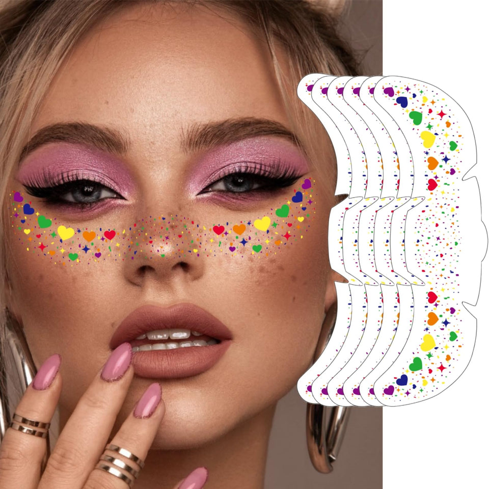 UURM front packaging showing six rainbow heart sticker sheets and colorful art