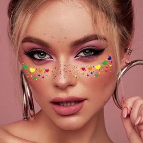 UURM lifestyle image at Pride parade showing bold glitter freckles and joy