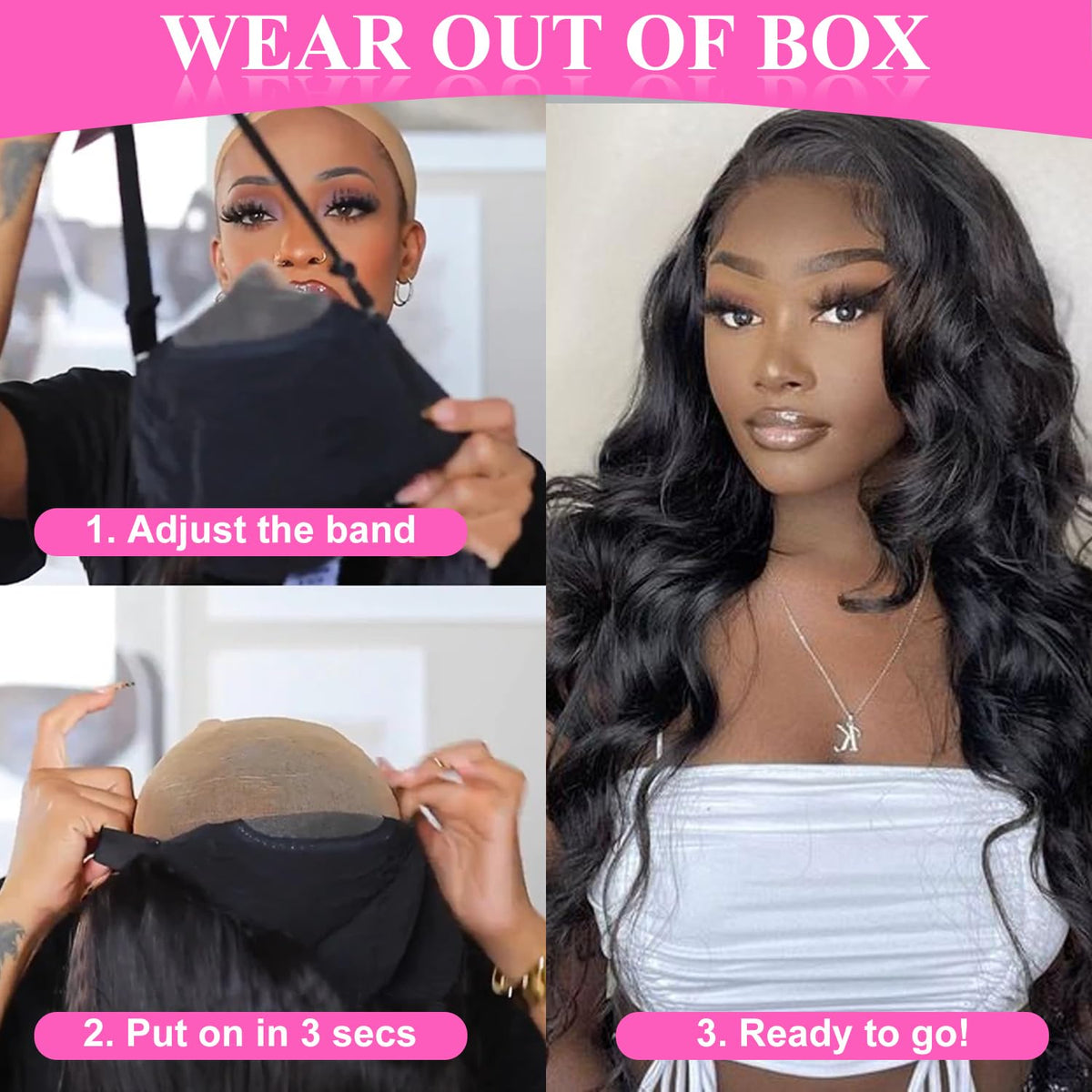Uveous wig styled with casual outfit showing ready-to-wear convenience