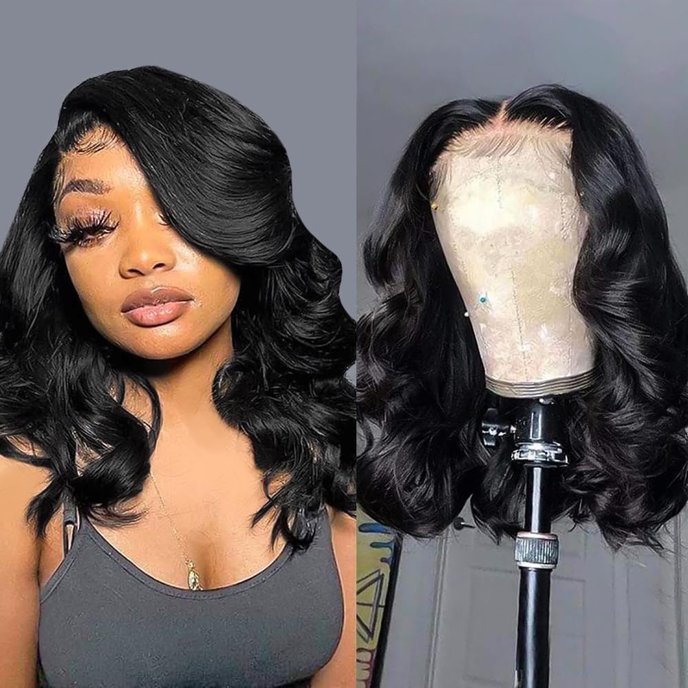 UVVUVV front view short bob wig showing natural hairline and volume