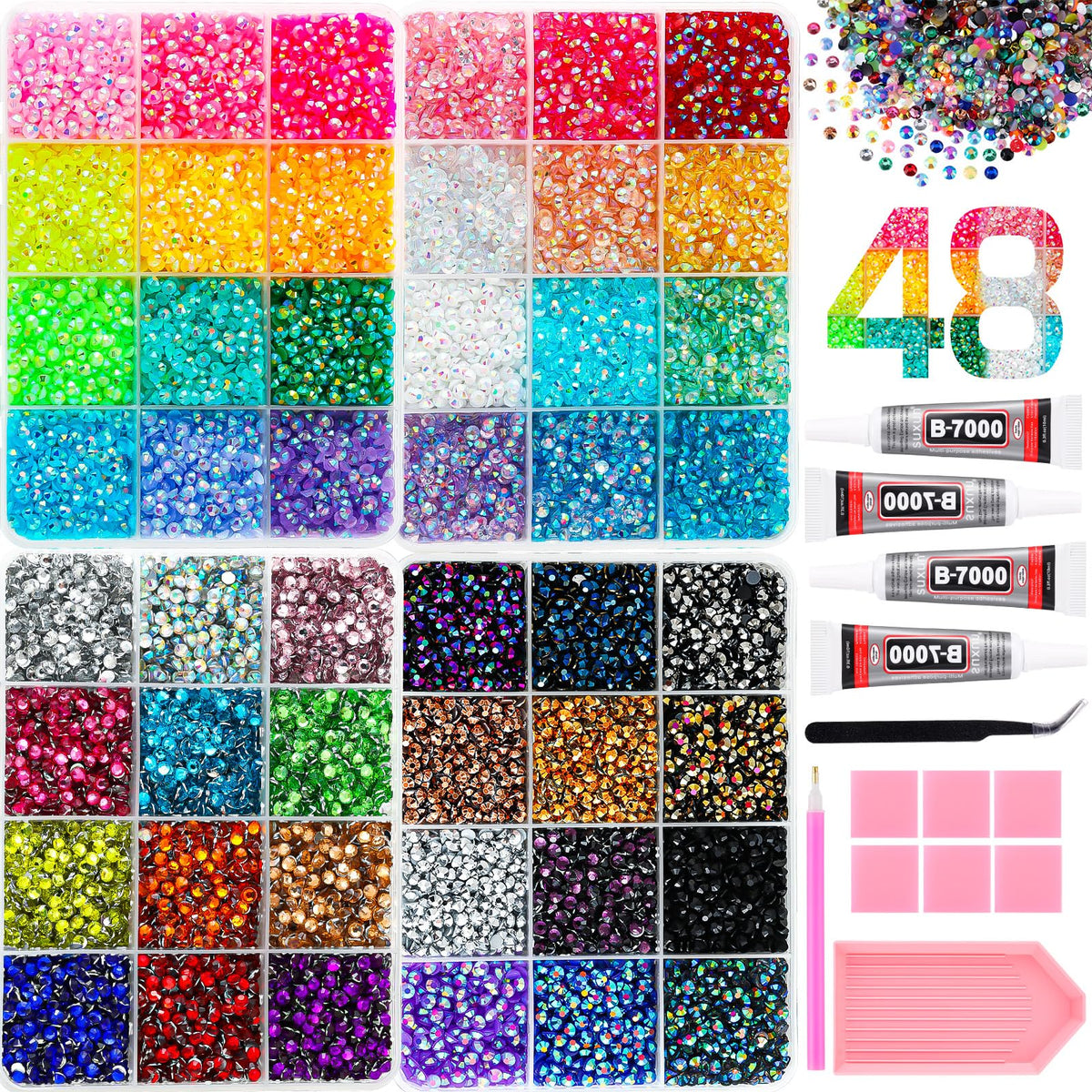UWETIME front packaging showing complete rhinestone kit and tools for instant crafting