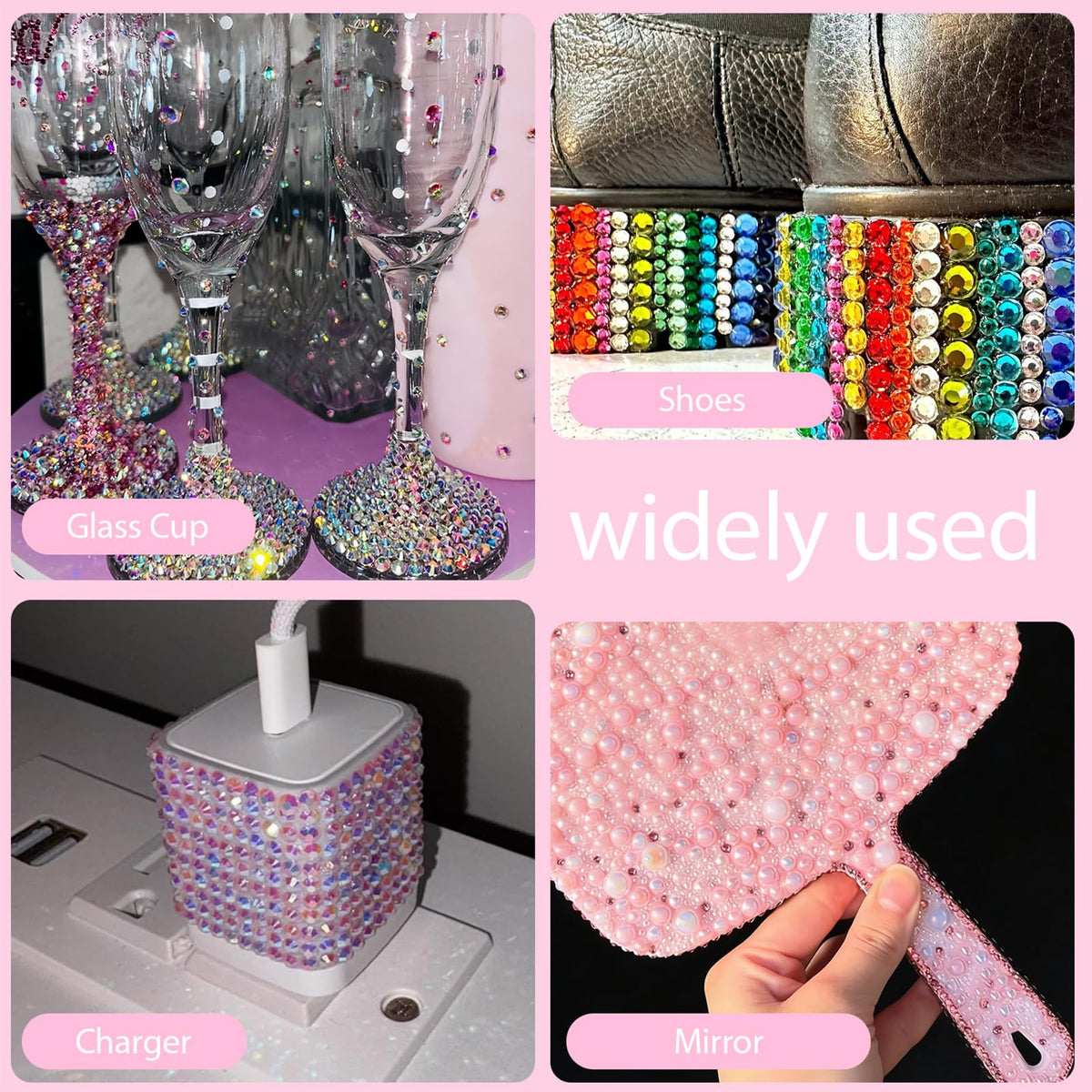 UWETIME rhinestones decorating a phone case adding sparkling customized flair