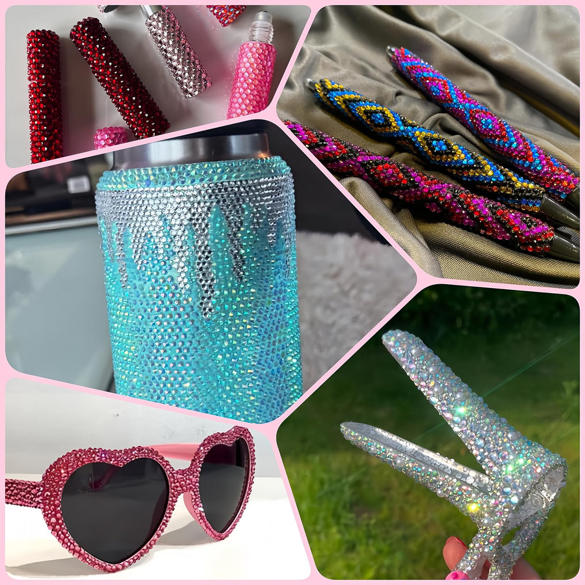 UWETIME small gems applied to nails demonstrating fine-detail embellishment and shine