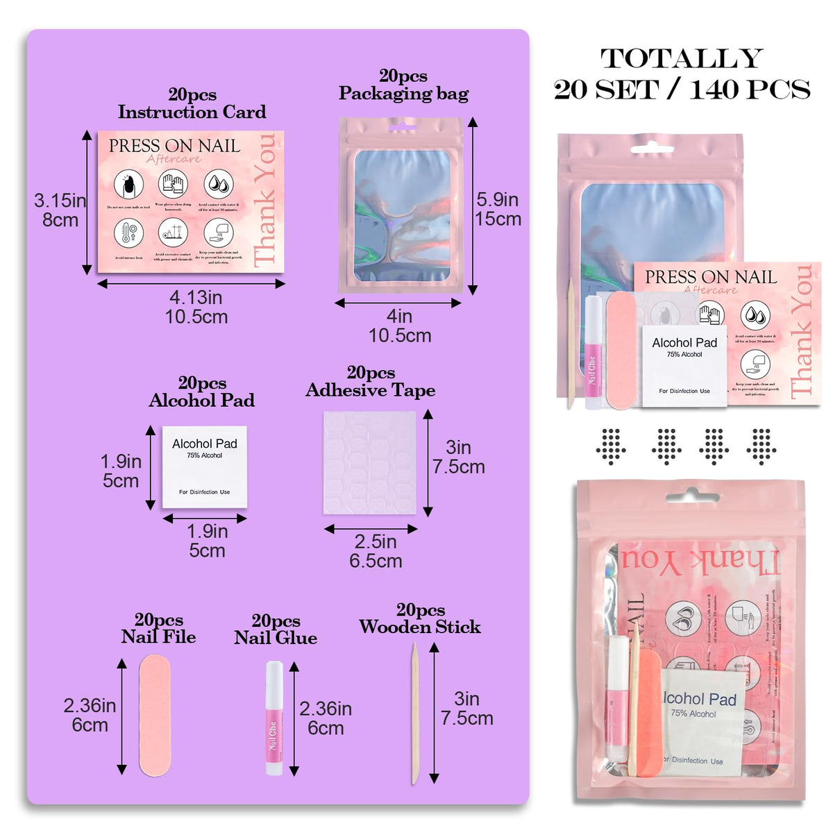 Uyolaxed holographic bag with instruction card and thank-you card, attractive presentation