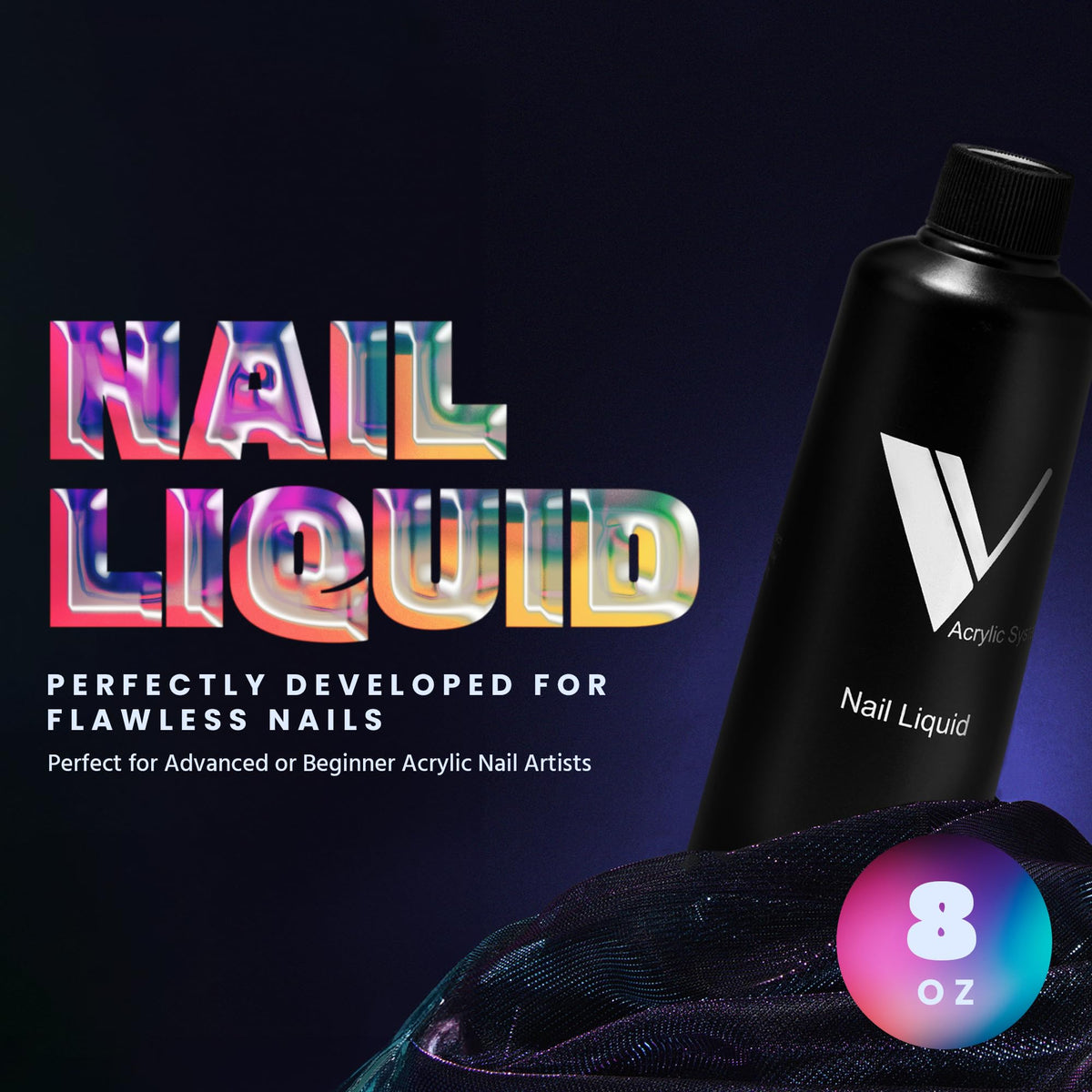 V Beauty Pure monomer pouring close-up showing smooth consistency benefit