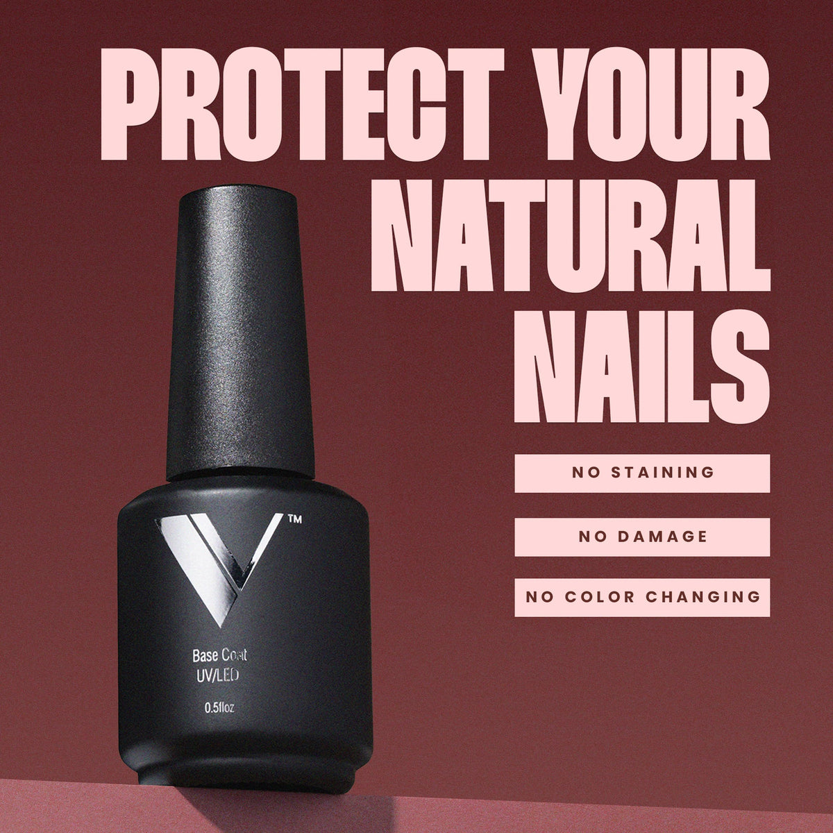 V Beauty Pure being applied on natural nails demonstrating neat, even coverage