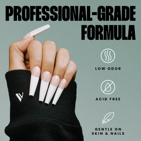 V Beauty Pure applied on nail in salon improving adhesion and retention