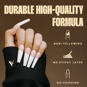V Beauty Pure cured manicure lifestyle showing long-lasting shine