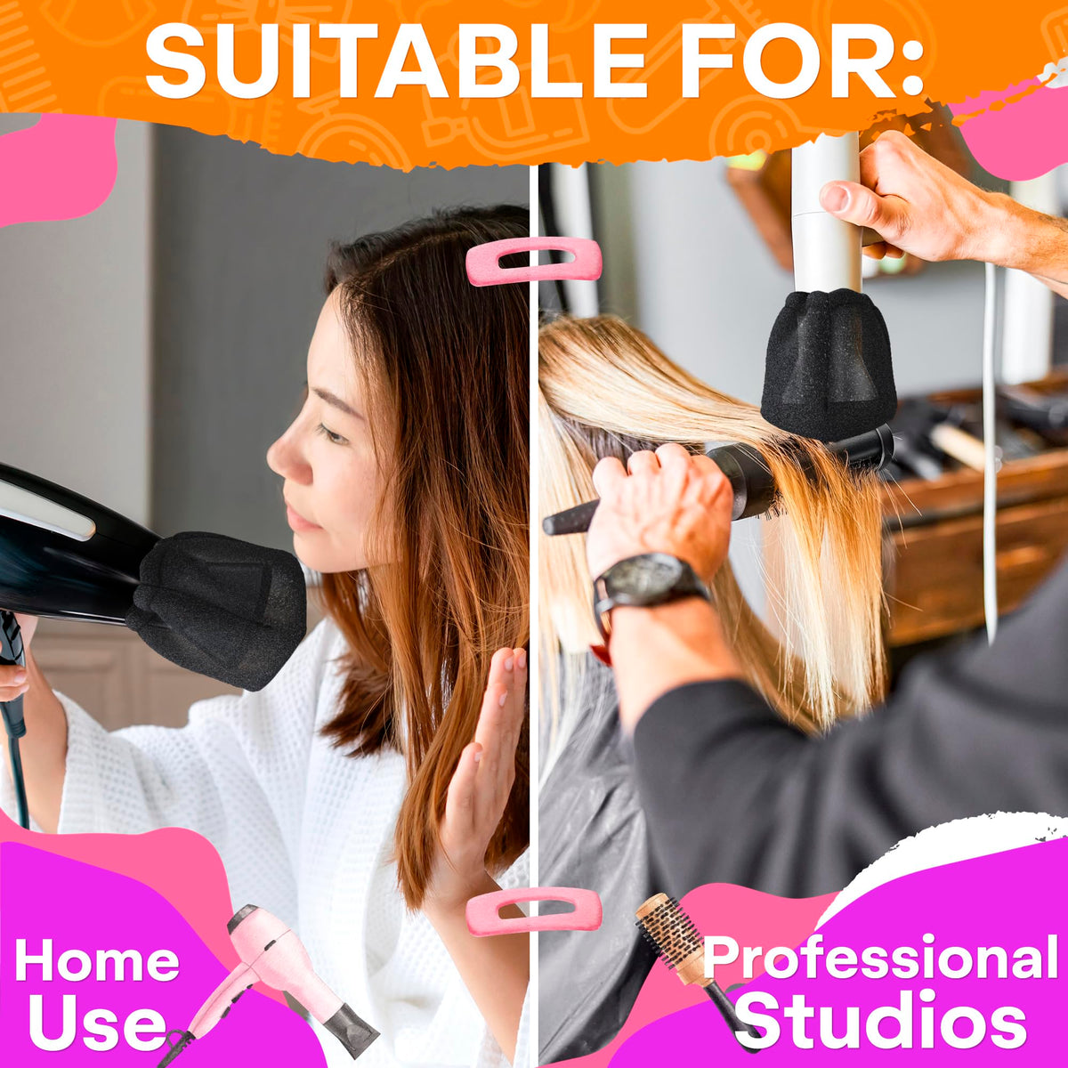 V TOWER use on curly hair styling demonstrating curl definition and reduced frizz benefit
