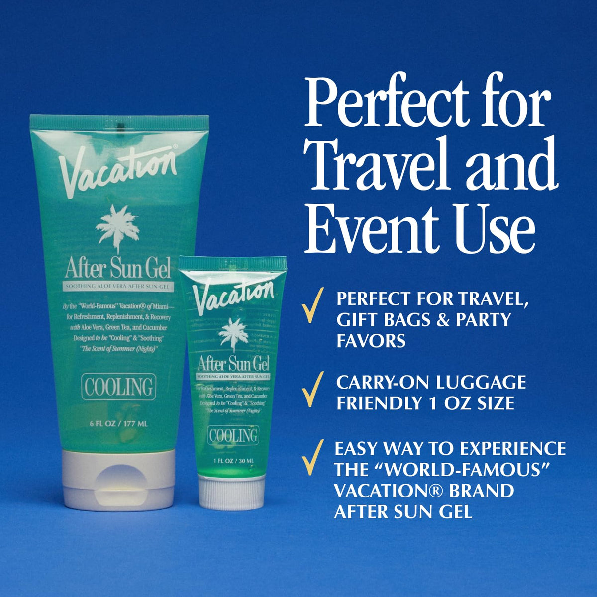 VACATION six-pack arranged to show convenience and travel readiness