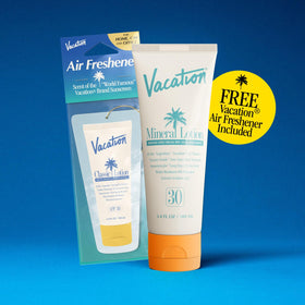 VACATION air freshener close-up, portable scent freshens small spaces