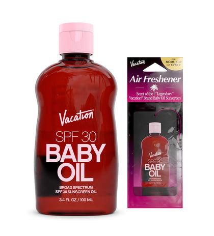 VACATION bottle front packaging showing SPF 30 and glossy finish benefit
