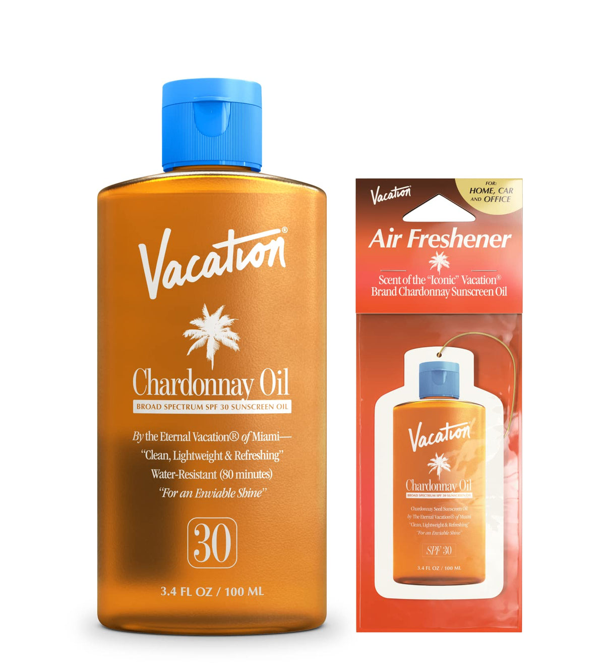 VACATION front bottle view showing sleek label and SPF benefit