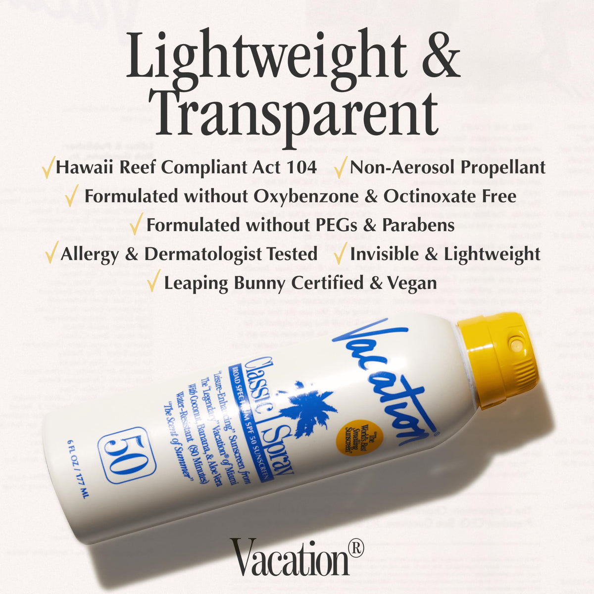 VACATION applying spray at beach for broad-spectrum sun protection