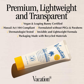 Vacation tube in hand to demonstrate compact travel-friendly size