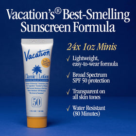 Vacation creamy lotion texture close-up showing fast absorption benefit