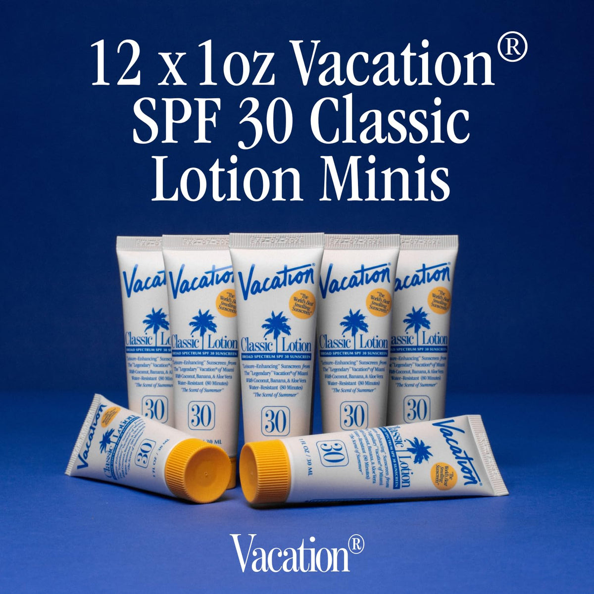 VACATION tube close-up texture being squeezed, shows lightweight fast-absorbing feel