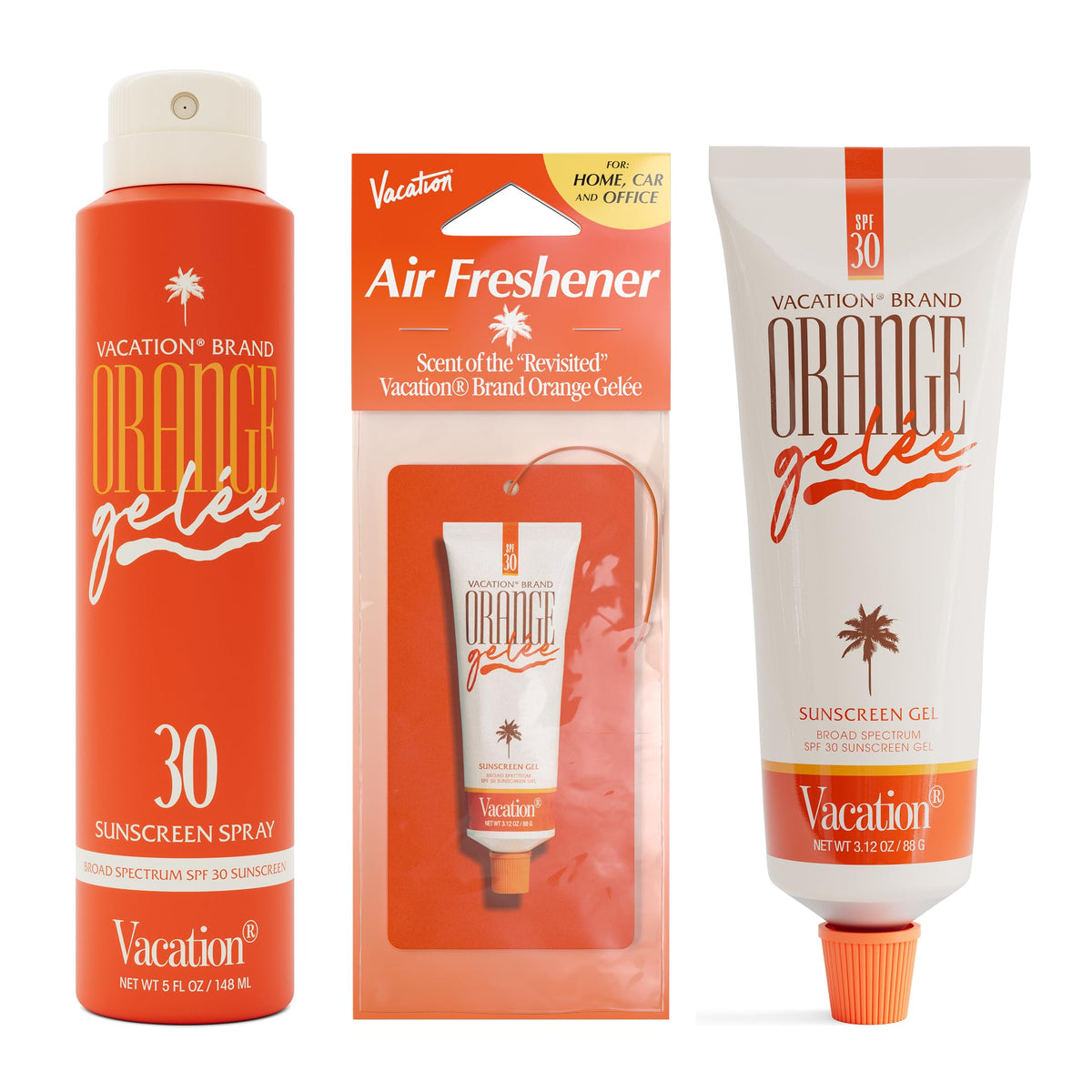 VACATION front packaging showing full Orange Gelée bundle and value