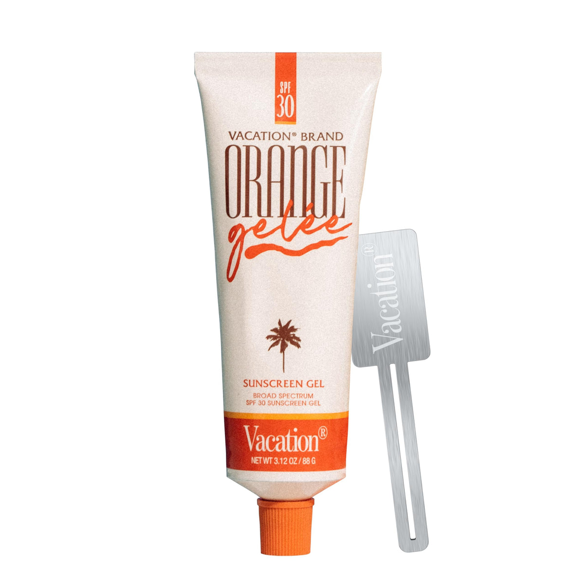 VACATION front tube view showing orange gelée and travel size benefit